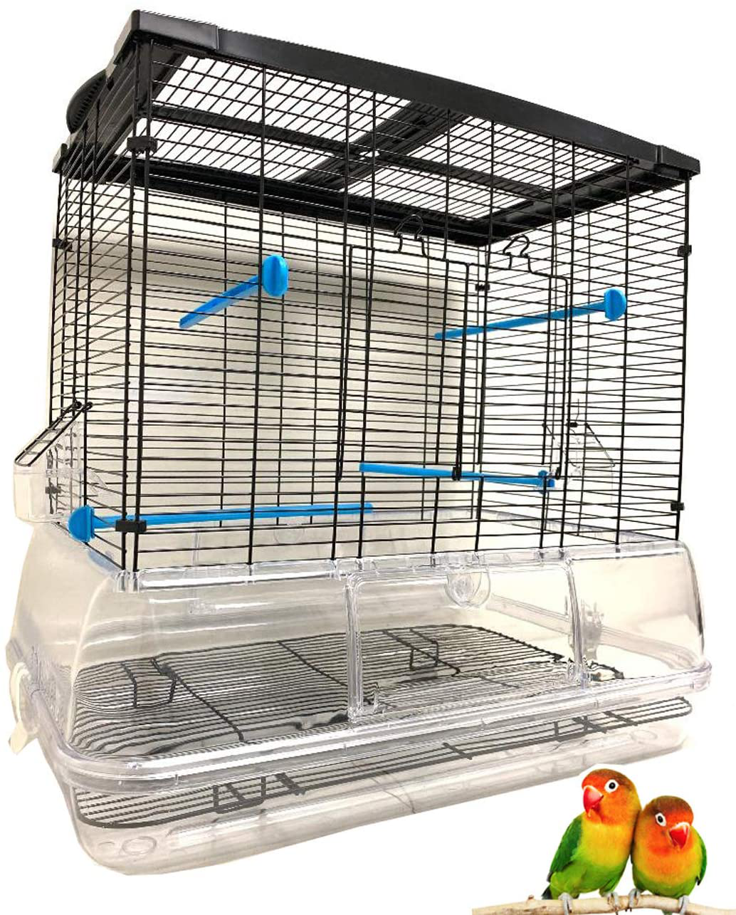 Mcage Large Flight Bird Cage for Cockatiel Canary Finch Budgies Aviary Parakeet with Easy Clean No Mess Detachable Clear Transparent Base Animals & Pet Supplies > Pet Supplies > Bird Supplies > Bird Cages & Stands Mcage   