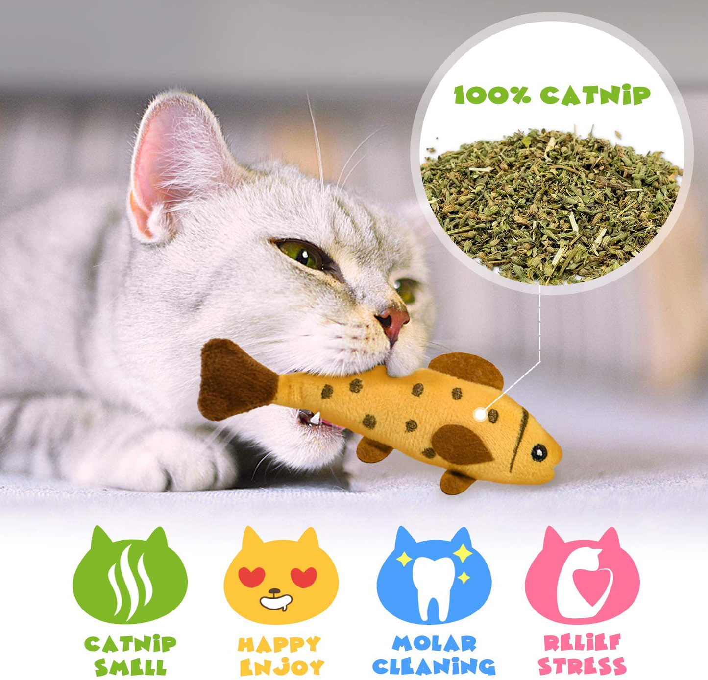 Vitscan Cat Toys for Indoor Cats, Interactive Cat Toy, Cat Chew Toy for Aggressive Chewers Bite Resistant, Crinkle Squeaky Catnip Toys Plush Stuffed Animal Pet Kitten Dog Toys Animals & Pet Supplies > Pet Supplies > Bird Supplies > Bird Treats Vitscan   