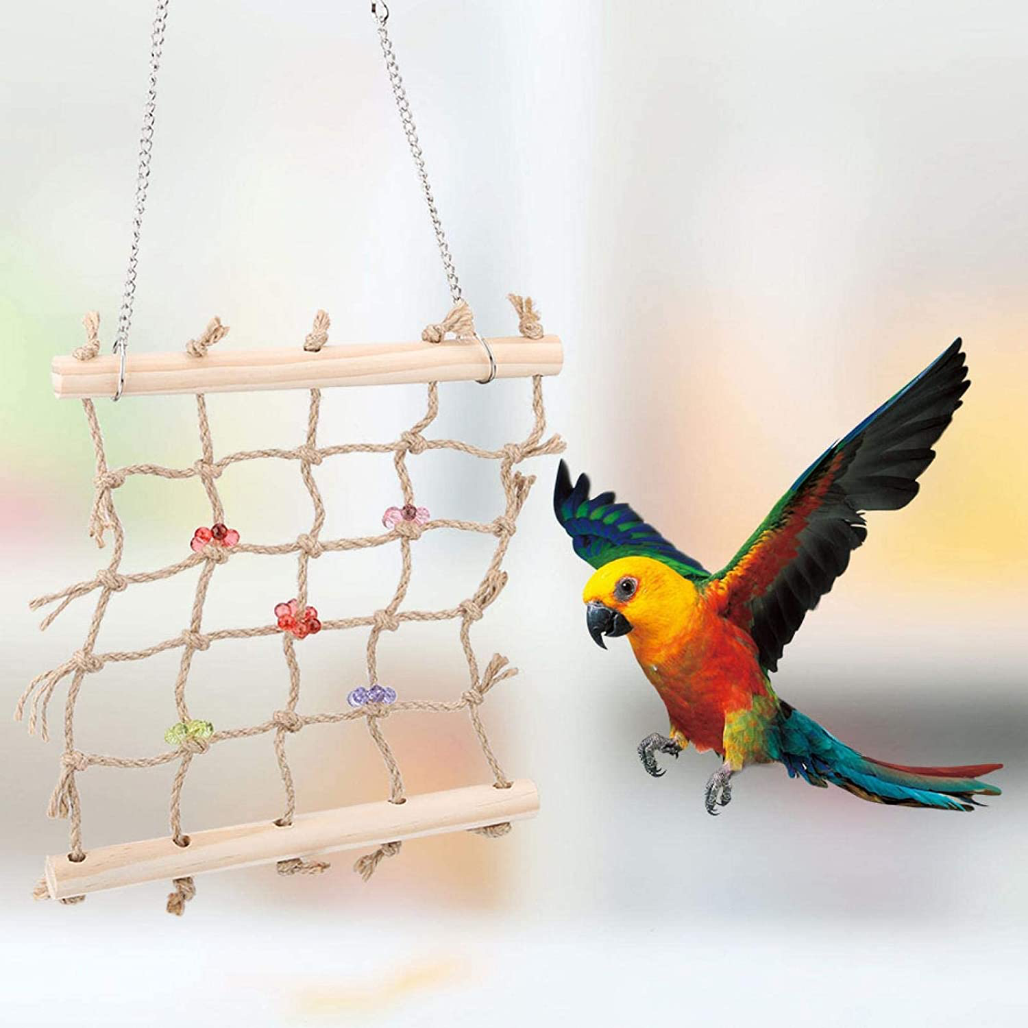 Bird Chew Toy Parakeet Climbing Ladder Bird Swing Chewing Toys Rope Hammock Animals & Pet Supplies > Pet Supplies > Bird Supplies > Bird Toys Zerodis   