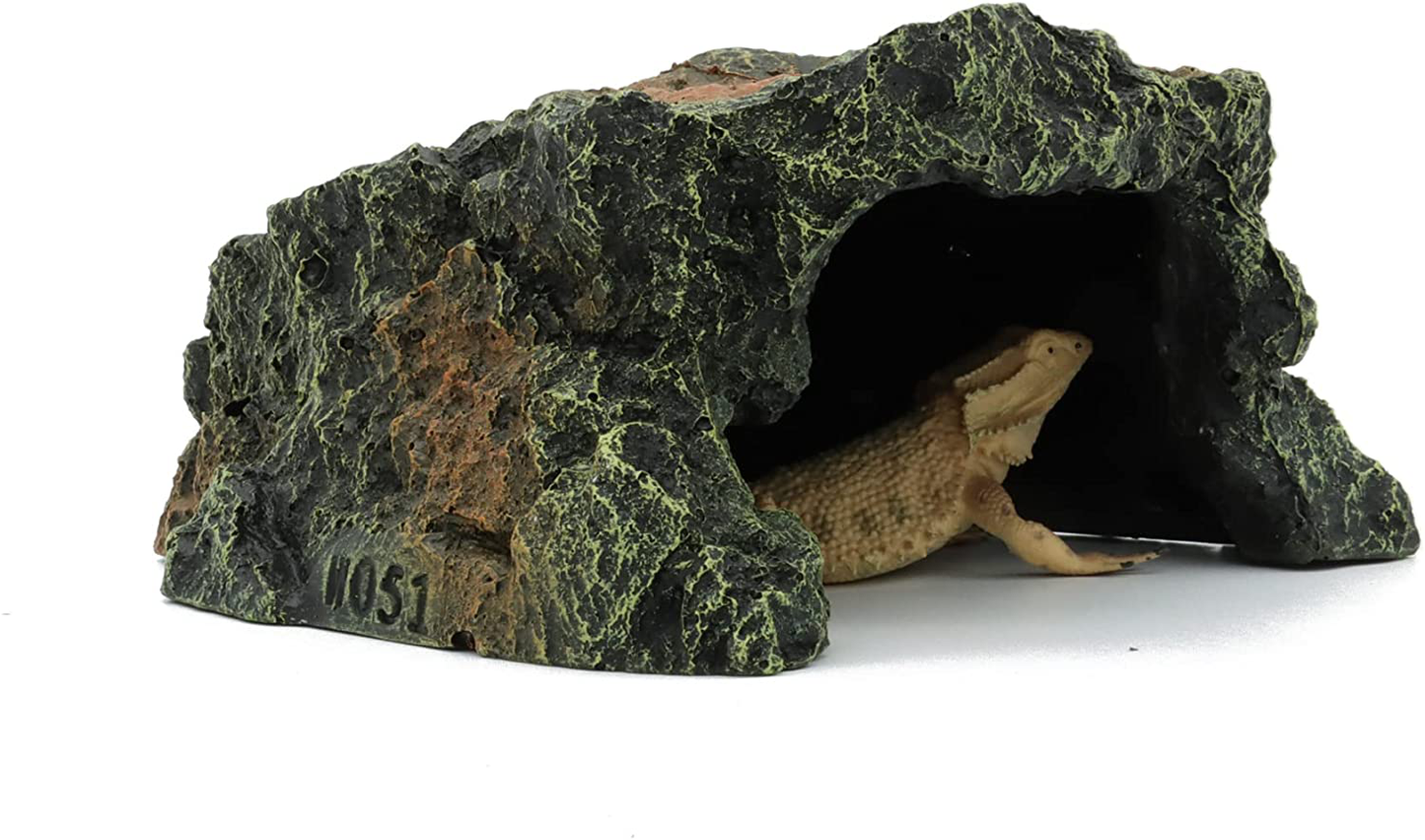 JIH Reptile Rock Hide Cave, Aquarium Habitat Decor Rock Tortoise Hideout for Lizards, Turtles, Reptiles, Amphibians, Fish Animals & Pet Supplies > Pet Supplies > Reptile & Amphibian Supplies > Reptile & Amphibian Habitats JIH   