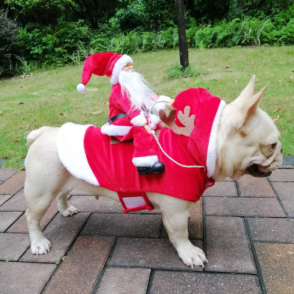 BWOGUE Santa Dog Costume Christmas Pet Clothes Santa Claus Riding Pet Cosplay Costumes Party Dressing up Dogs Cats Outfit for Small Medium Large Dogs Cats Animals & Pet Supplies > Pet Supplies > Dog Supplies > Dog Apparel BWOGUE   
