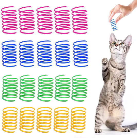 SOGAYU 40 Pack Cat Spring Toys, Durable Plastic Coils for Indoor Active - Colorful 1 Inch Spirals Spring Fitness Play for Cat Kitten Pets