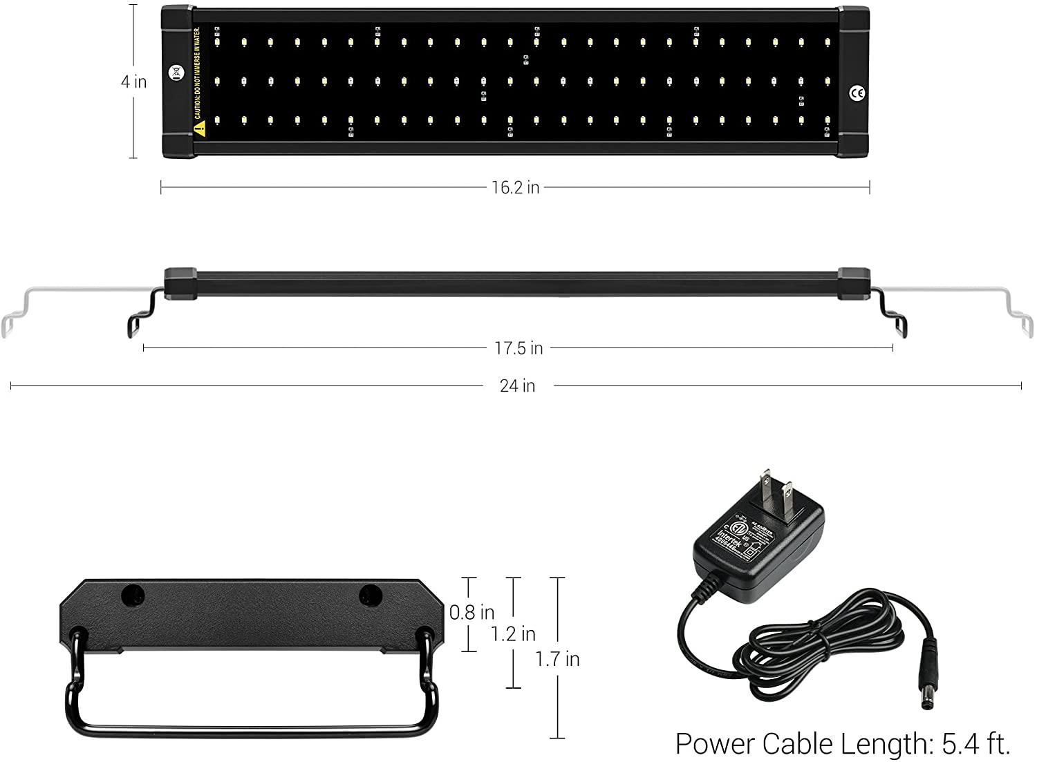 NICREW Classicled Aquarium Light, Fish Tank Light with Extendable Brackets, White and Blue Leds
