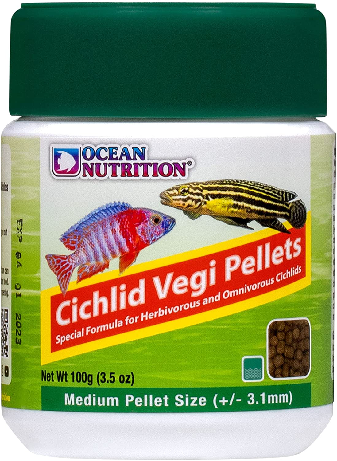 Ocean Nutrition Cichlid Vegi Pellets Animals & Pet Supplies > Pet Supplies > Reptile & Amphibian Supplies > Reptile & Amphibian Food Ocean Nutrition Medium Pellet Size (+/- 3.1mm) 3.5 Ounce (Pack of 1) 