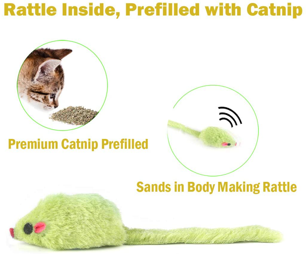 Meohui Fur Mice Cat Toys, Rattling Catnip Cat Toys Mice, 5.5” Real Little Mice Size Cat Mouse Toys with Rattle Sound, Catnip Prefilled Cat Mice Toy for Indoor Cats Kitten Interactive Play Fetch Animals & Pet Supplies > Pet Supplies > Cat Supplies > Cat Toys MeoHui   