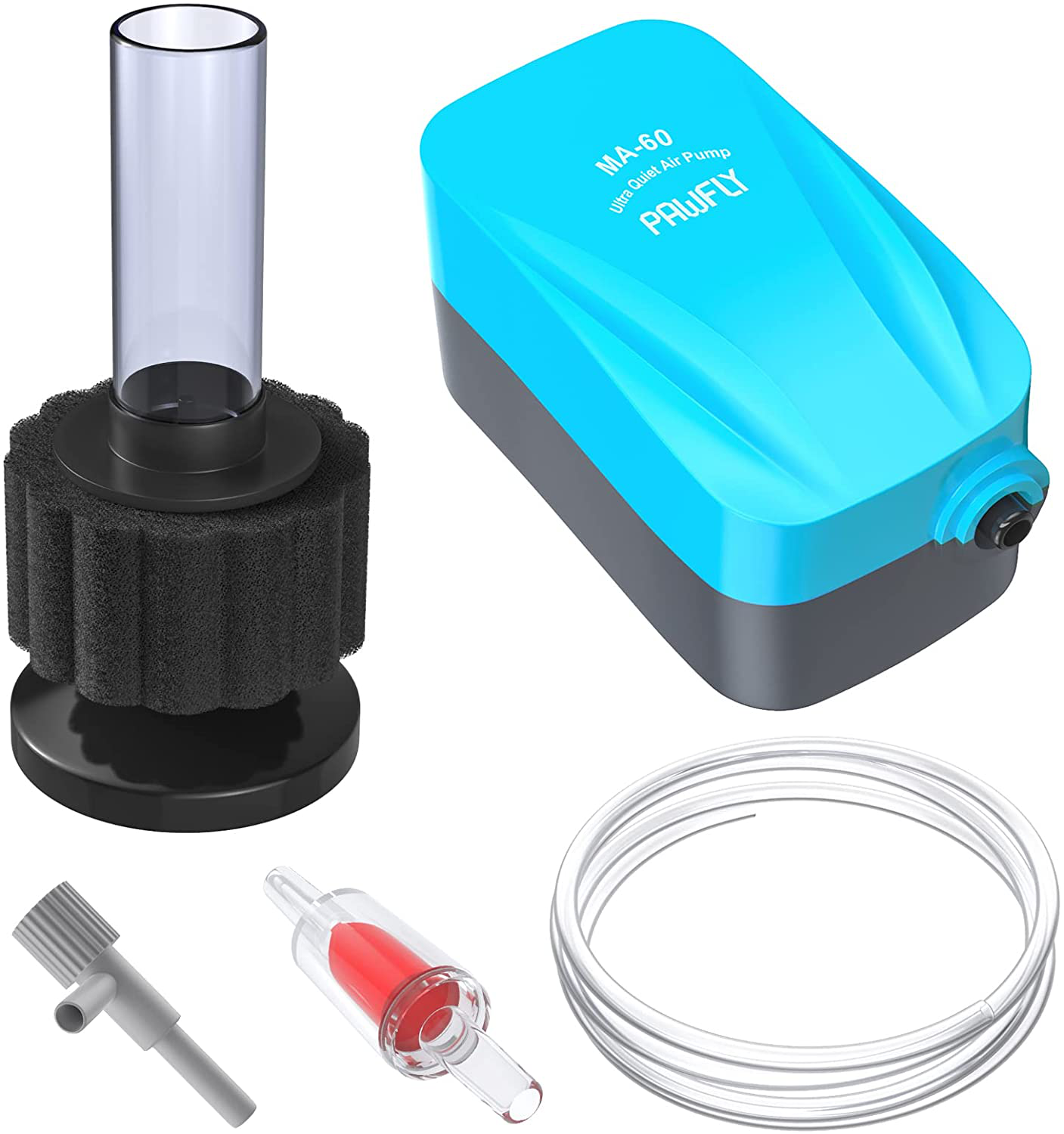 Pawfly 40 GPH Aquarium Air Pump with Airline Tubing and Check Valve Accessories for 3 - 10 Gallon Small Fish Tank Animals & Pet Supplies > Pet Supplies > Fish Supplies > Aquarium Air Stones & Diffusers Pawfly Pump & Filter  
