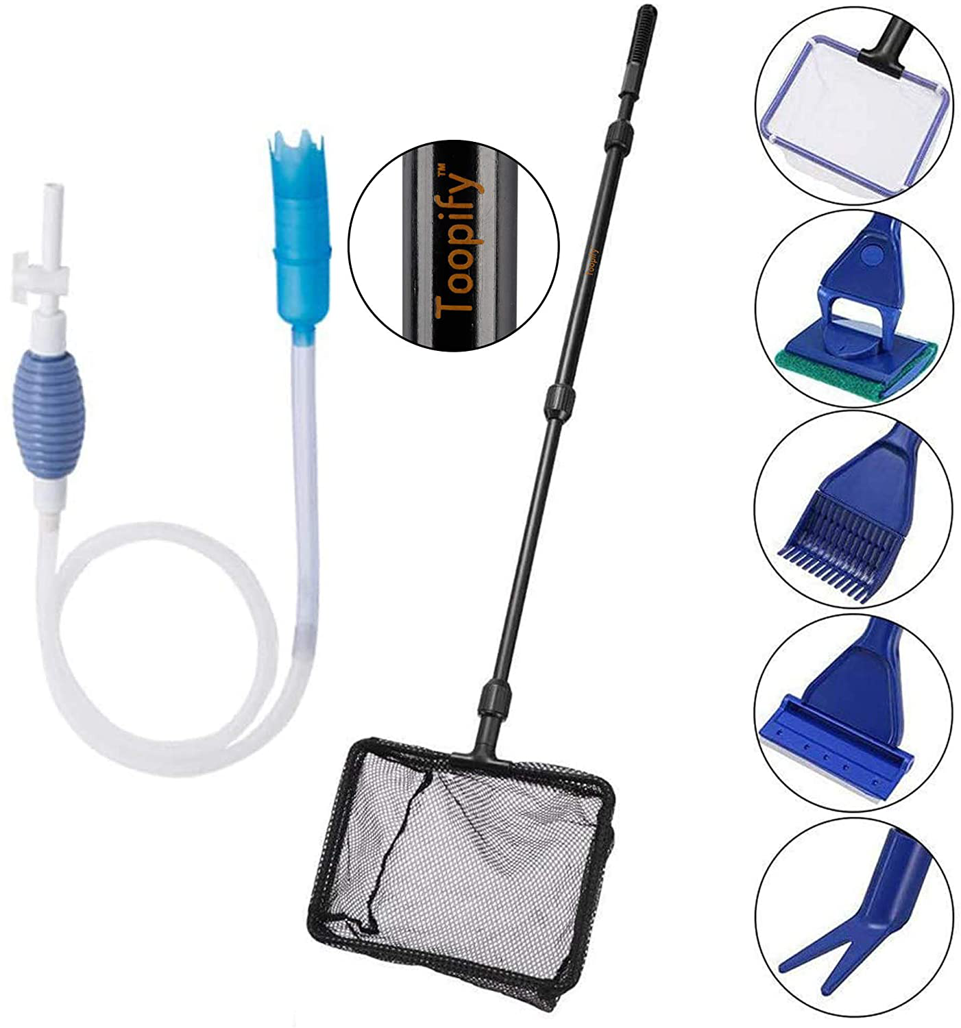Toopify Aquarium Fish Tank Cleaning Tools, 7 in 1 Adjustable Cleaning Kit & Fish Tank Gravel Cleaner Siphon for Water Changing and Sand Cleaner Animals & Pet Supplies > Pet Supplies > Fish Supplies > Aquarium Cleaning Supplies Toopify   