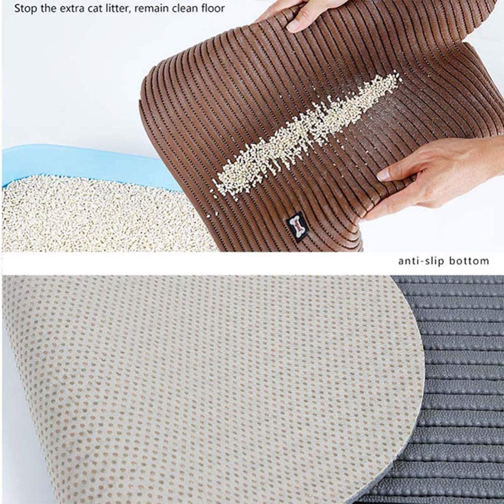 POPETPOP Soft-Touch Comfort Cat Litter Mat Kitty Litter Catcher Trapping Mat Thick Unique Premium Pet Food Mat Animals & Pet Supplies > Pet Supplies > Cat Supplies > Cat Litter Box Mats POPETPOP   