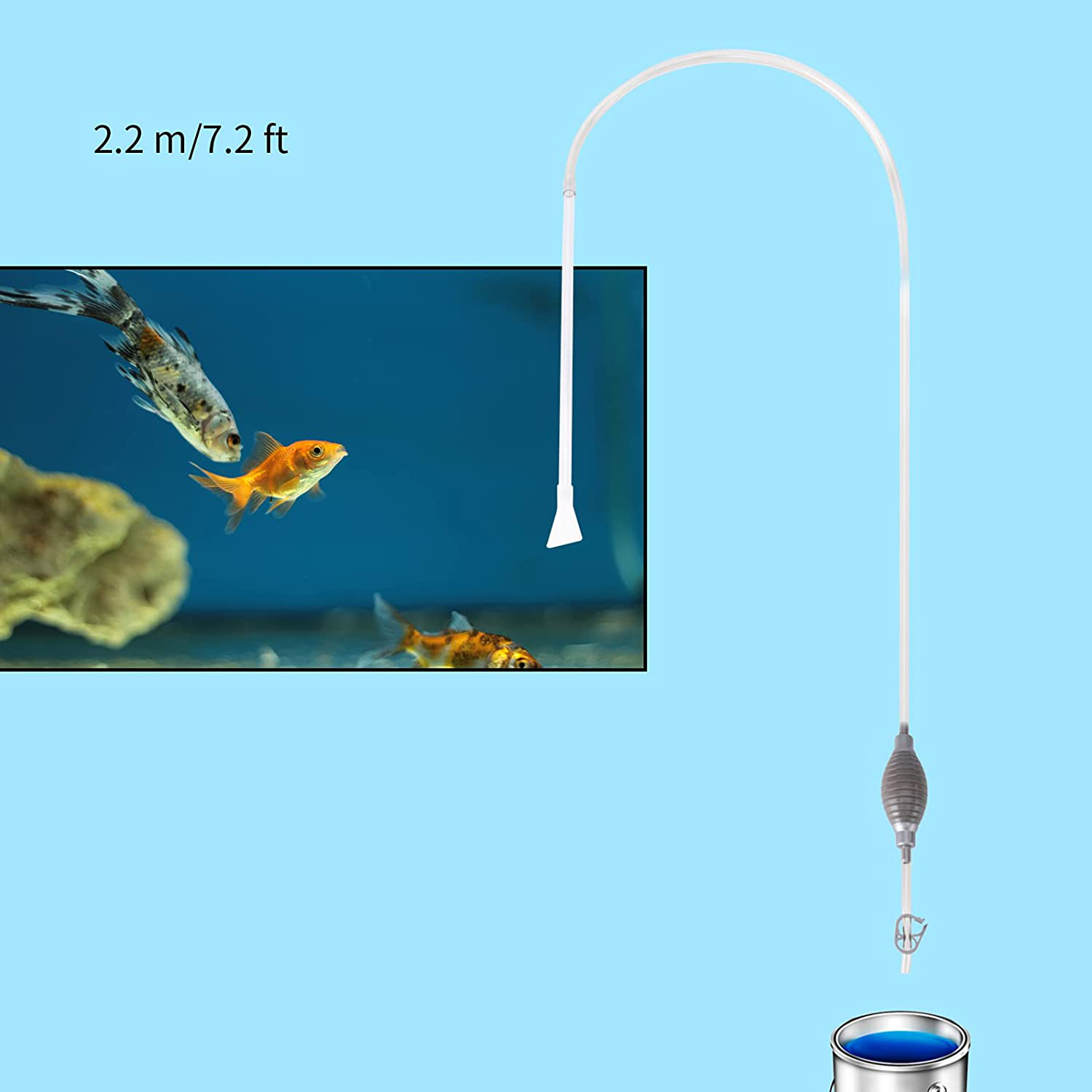 Libara Aquarium Water Changer, Long Nozzle Fish Tank Cleaner Kit, the All-In-One Pond Siphon for Gravel & Sand Cleaning, Manual Suction Pipe for Sucking and Feces