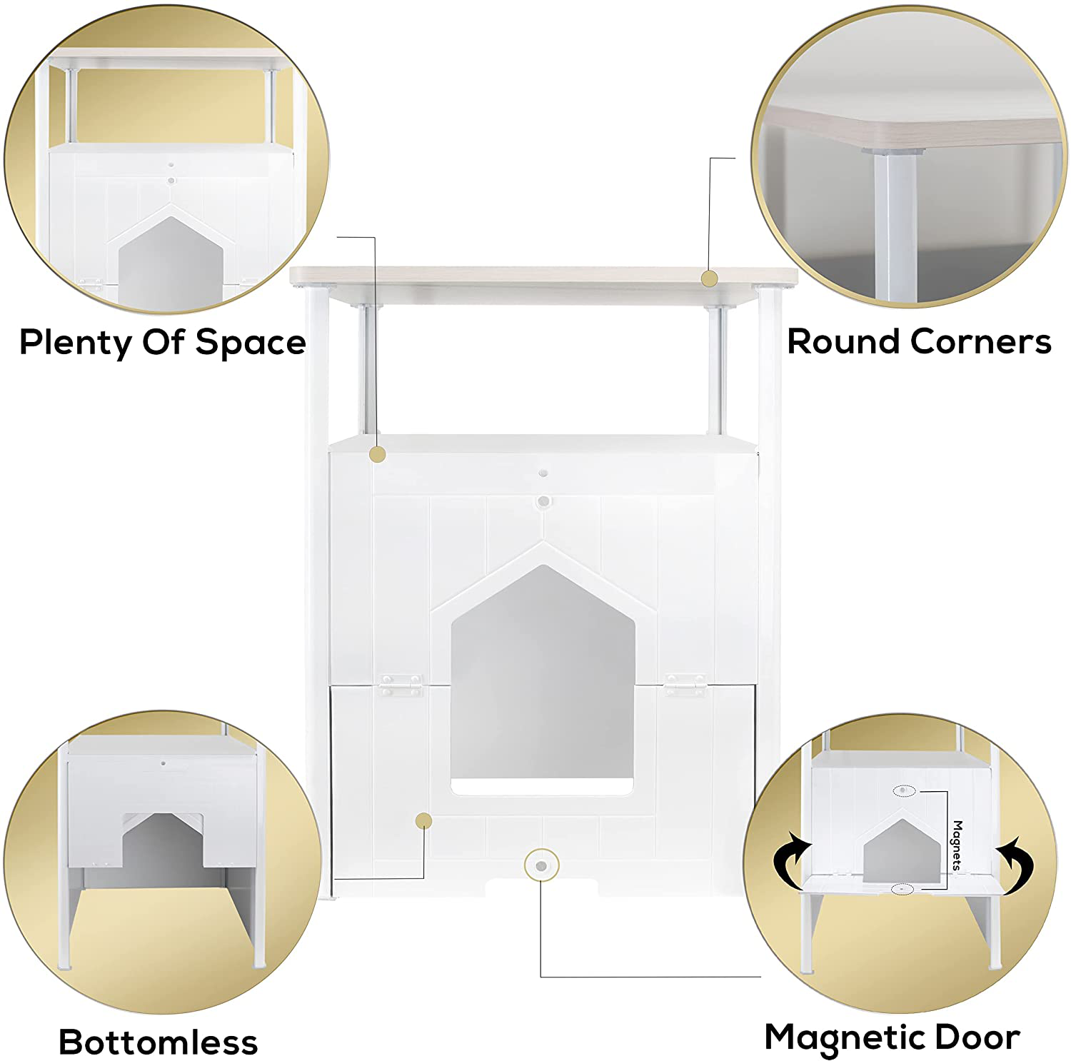 Palram Max Cat Litter Box Nightstand Enclosure, Tall Litter Box Hidden Cabinet, Washroom Cat Box Furniture Cover for Small Medium Cats, White Animals & Pet Supplies > Pet Supplies > Cat Supplies > Cat Furniture Palram   