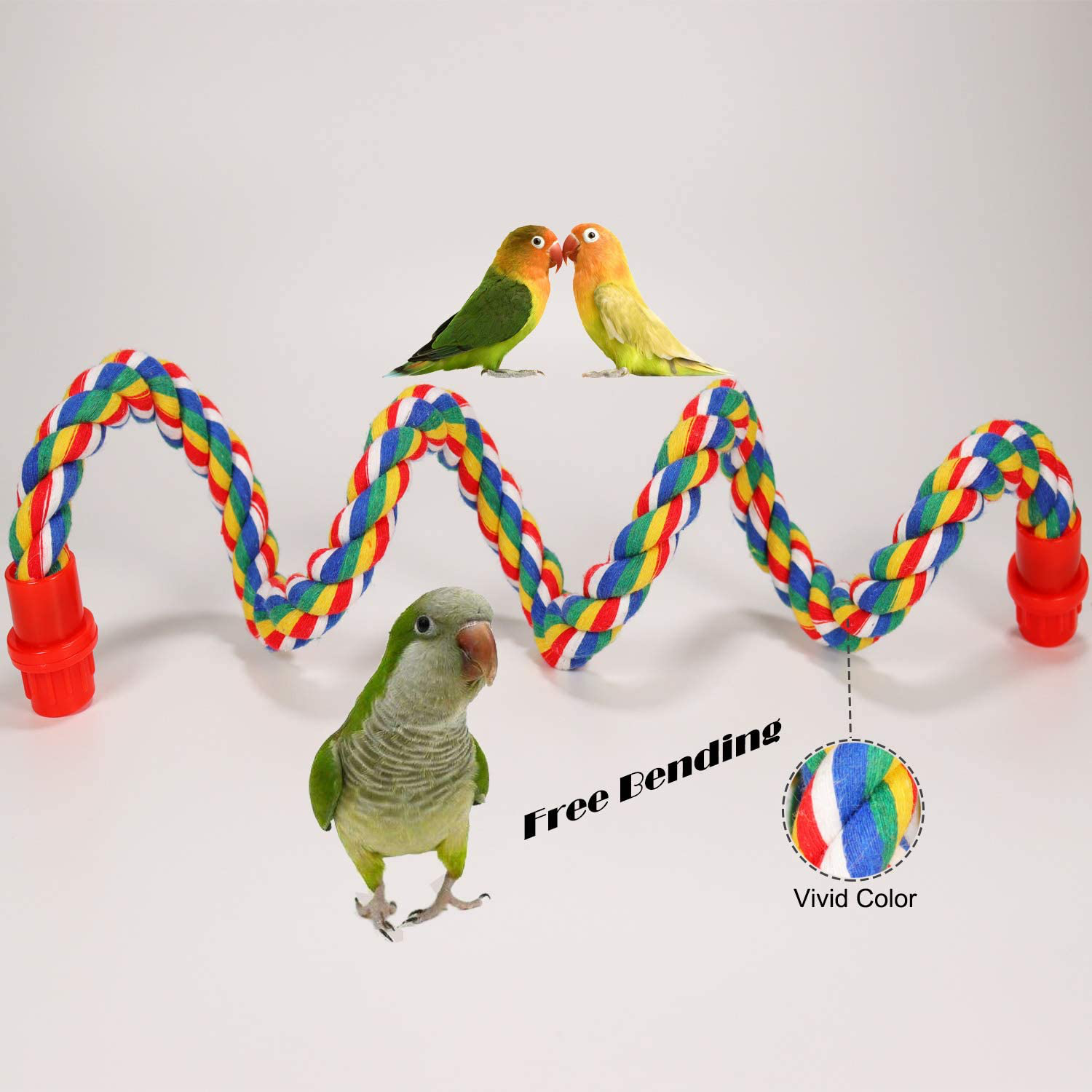 Bird Rope Perch Comfy Cotton Spiral Bungee Swing Climbing Standing Ladder for Bird Cage Parrot Toy Free Bending Animals & Pet Supplies > Pet Supplies > Bird Supplies > Bird Ladders & Perches iLeson   