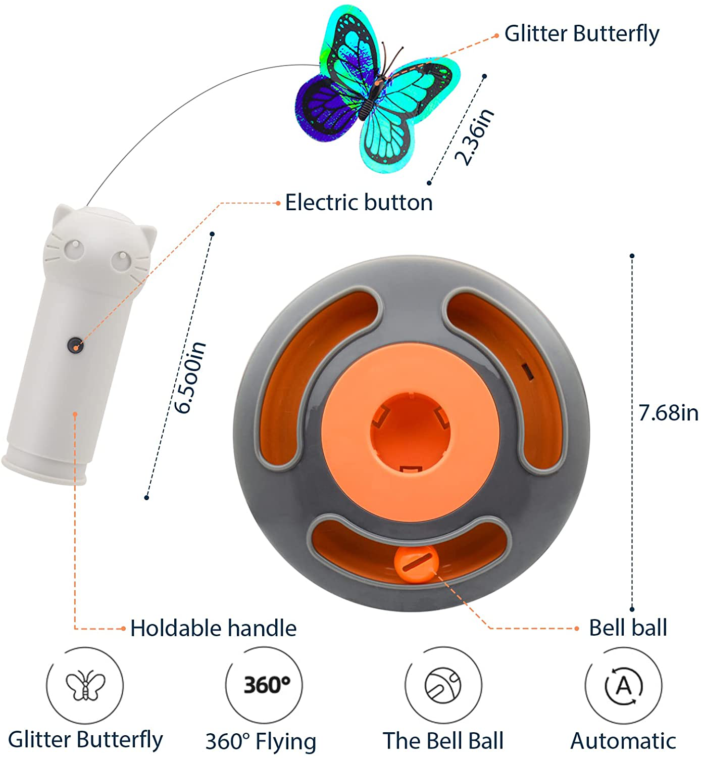 LUKYY Interactive Cat Toys - Automatic Electric Rotating Butterfly & Ball Exercise Kitten Toy,Funny Cat Teaser Toys for Indoor Cats Animals & Pet Supplies > Pet Supplies > Cat Supplies > Cat Toys E-LONG INDUSTRIAL   