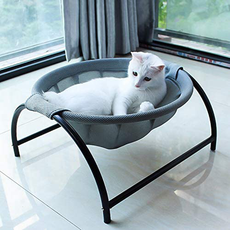 JUNSPOW Cat Bed Dog Bed Pet Hammock Bed Free-Standing Cat Sleeping Cat Bed Cat Supplies Pet Supplies Whole Wash Stable Structure Detachable Excellent Breathability Easy Assembly Indoors Outdoors Animals & Pet Supplies > Pet Supplies > Cat Supplies > Cat Furniture JUNSPOW Gray  