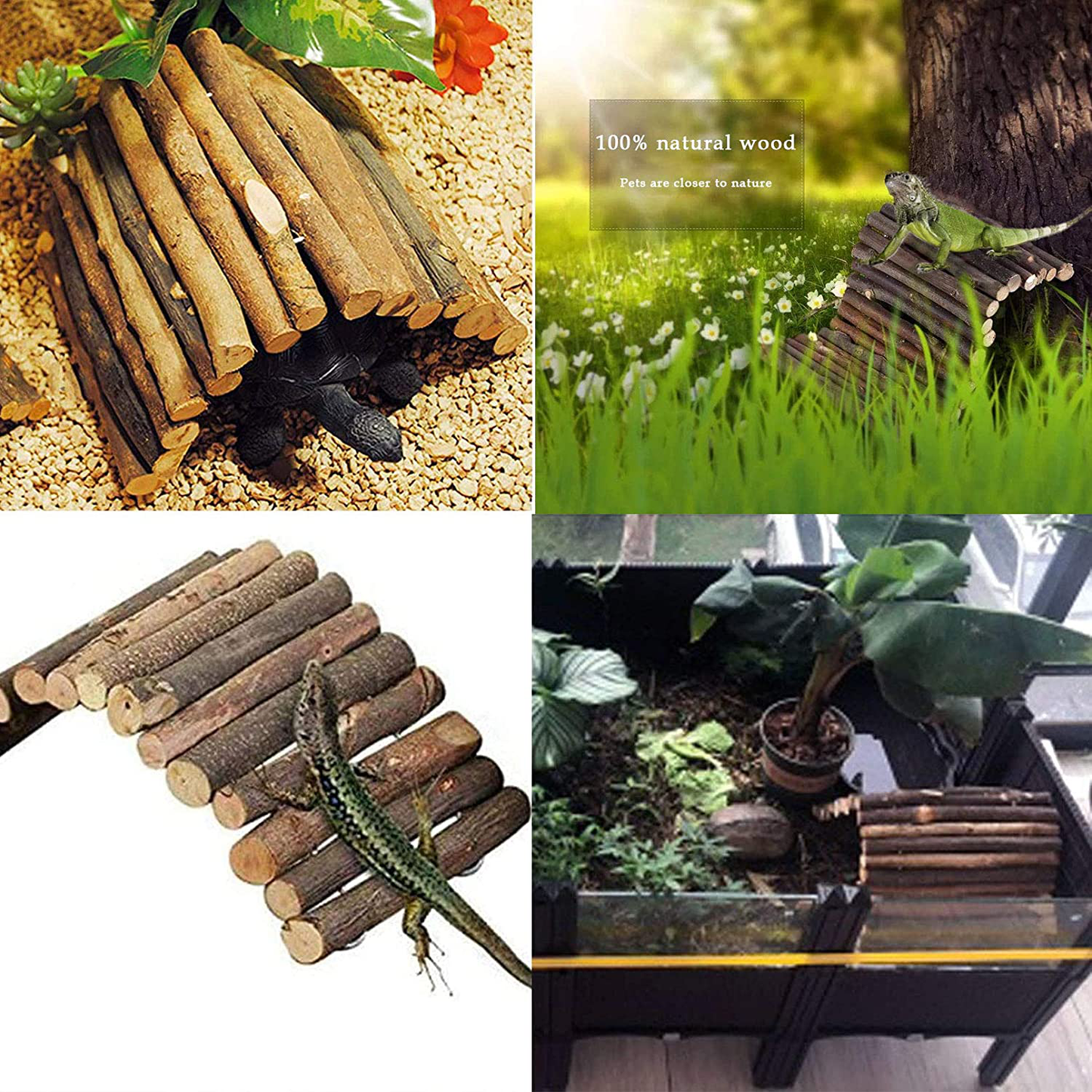 Kathson Bearded Dragon Hammock Reptile Hideout Wooden Bridge Jungle Climber Vines Flexible Reptile Leaves with Suction Cups Reptile Habitat Decor for Chameleon, Lizards, Gecko, Snakes Climbing Hiding Animals & Pet Supplies > Pet Supplies > Reptile & Amphibian Supplies > Reptile & Amphibian Habitat Accessories kathson   