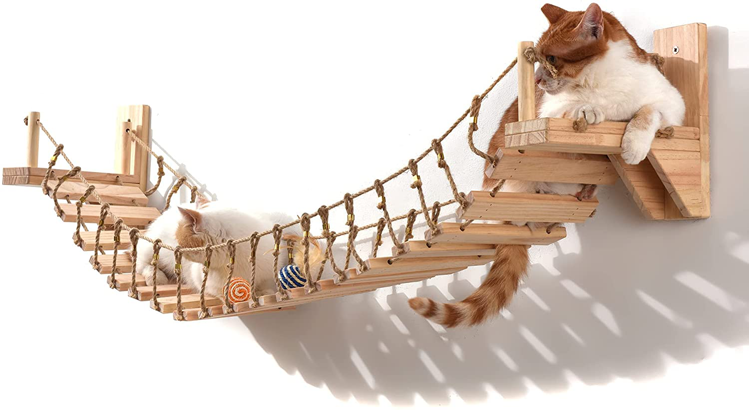 Cat Wall Shelves Cat Bridge with 2 Fixed Brackets & Cat Toys, Wood Cat Beds & Furniture Cat Perch Floating Hammock Cat Cloud Shelf Board Cat Condo Tree Cat Climber Animals & Pet Supplies > Pet Supplies > Cat Supplies > Cat Furniture CTH   