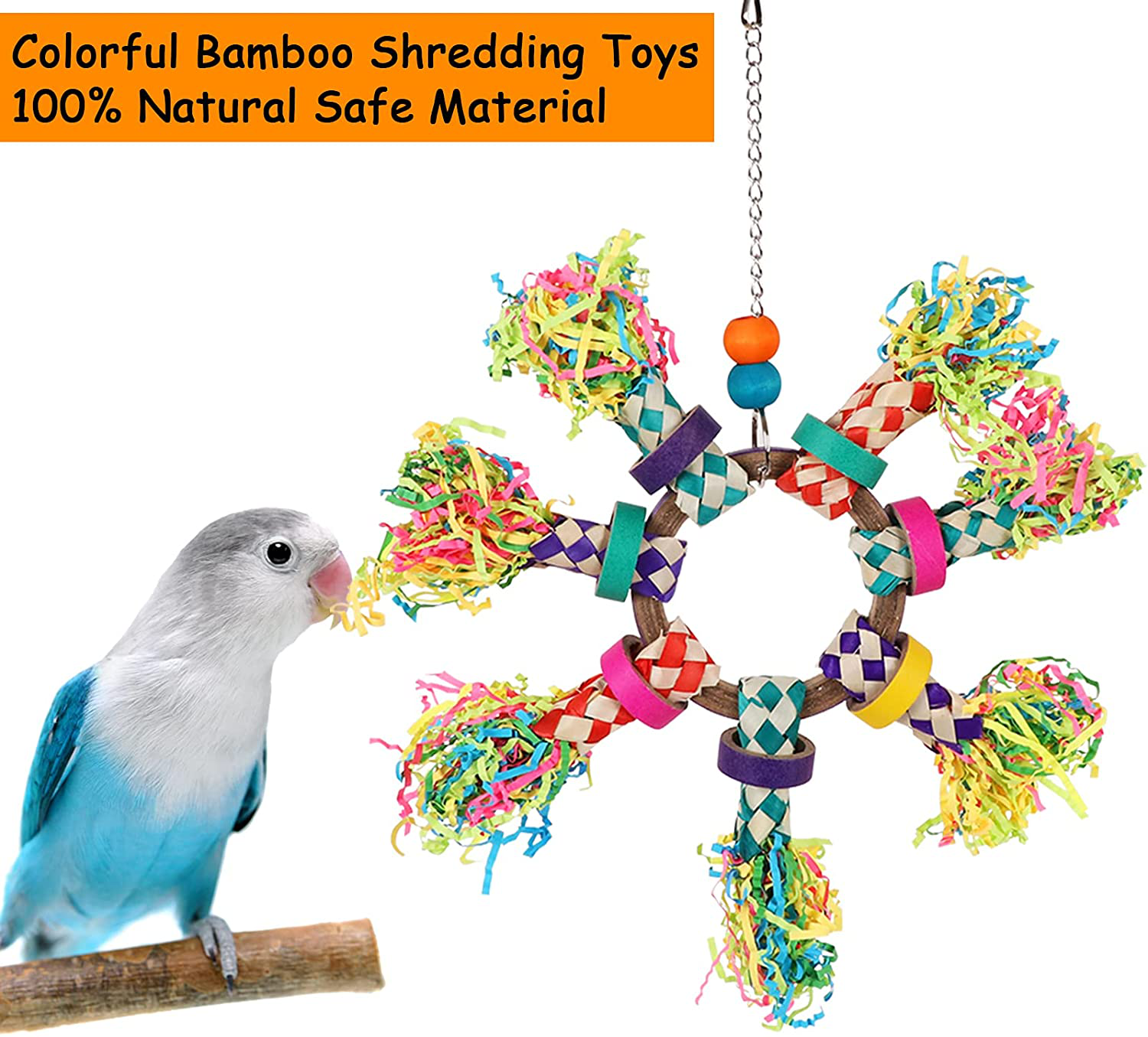 Bird Shredding Toys, 5PCS Colorful Bamboo Hanging Toys Parrot Chew Wooden Blocks, Bird Foraging Toys for Small Medium Parrots Parakeets, Conures, Cockatiel, Lovebird Animals & Pet Supplies > Pet Supplies > Bird Supplies > Bird Toys LifeIdeas   