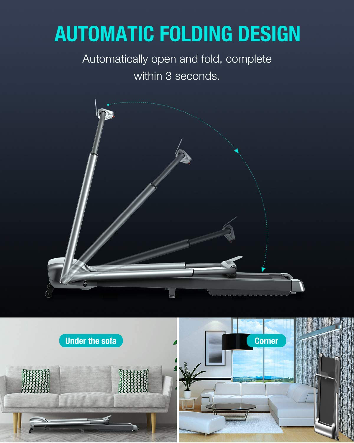 WEKEEP Folding Portable Treadmill Manual Compact Walking Running Machi KOL PET