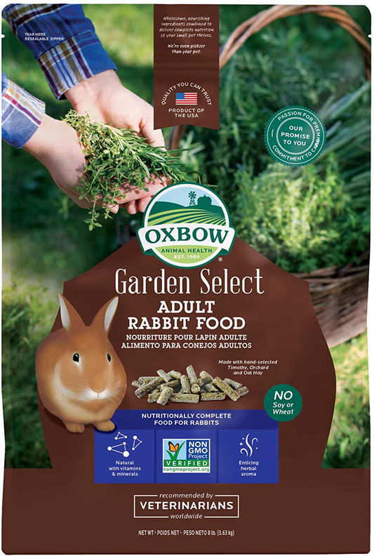 Oxbow Animal Health Garden Select Adult Rabbit Food, Garden-Inspired Recipe for Adult Rabbits, No Soy or Wheat, Non-Gmo, Made in the USA, 8 Pound Bag Animals & Pet Supplies > Pet Supplies > Small Animal Supplies > Small Animal Food Oxbow   