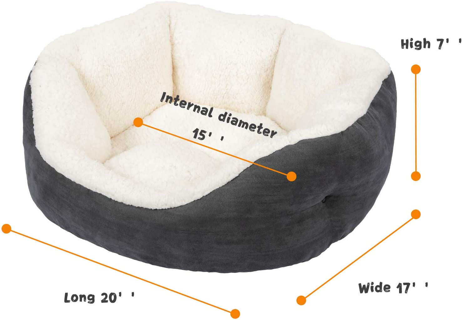 SHU UFANRO Small Dog Bed, Cat Bed for Indoor Cats, Puppy Beds for Small Dogs, Washable Anti-Slip Bottom Flannel Grey Cat Beds 20 Inch Animals & Pet Supplies > Pet Supplies > Cat Supplies > Cat Beds SHU UFANRO   