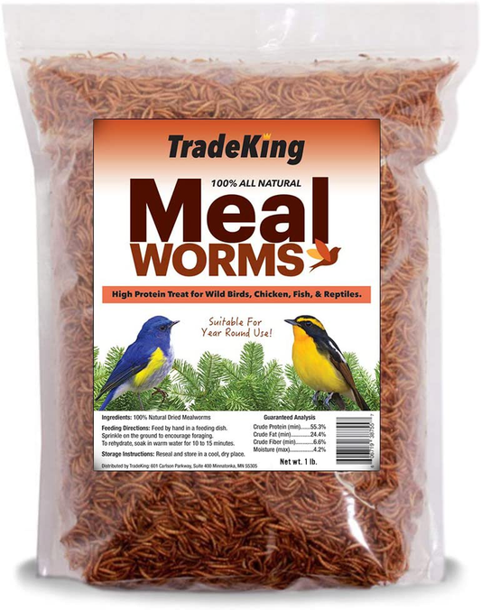 Tradeking 1 Lb Dried Mealworms - High Protein Treat for Wild Birds, Chicken, Fish & Reptiles Animals & Pet Supplies > Pet Supplies > Bird Supplies > Bird Treats TradeKing   