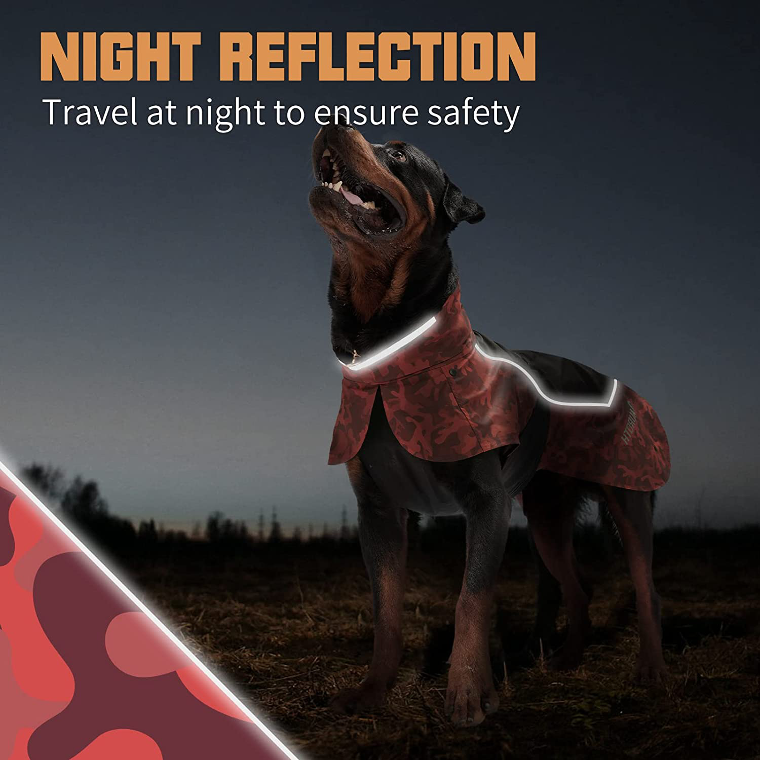 Auroth Dog Jacket Outdoor, Waterproof Dog Raincoat for Large Medium Dogs, Reflective Dog Rain Jacket with Adjustable Elastic Rope and Leash Hole