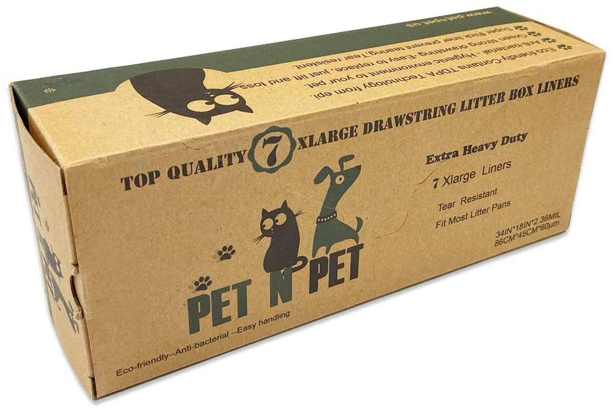 PET N PET Cat Litter Box Liners,Drawstring Litter Liner Bags for Litter Box, Extra Large Cat Litter Pan Liners,Heavy Duty Litter Liners Eco Friendly Pet Cat Supplies Animals & Pet Supplies > Pet Supplies > Cat Supplies > Cat Litter Box Liners E-GREEN 7 liners Extra Large 