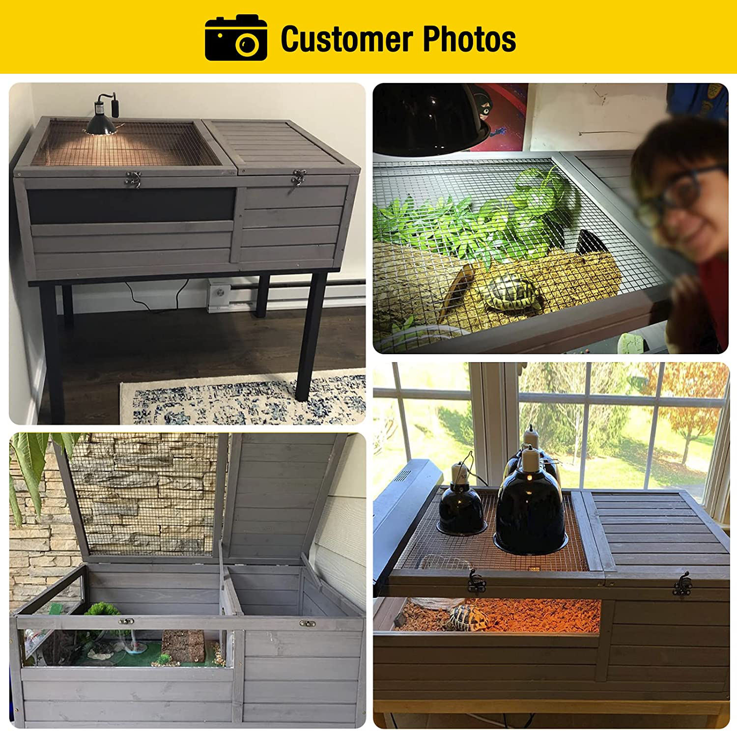 Aivituvin Wooden Tortoise House Large Tortoise Habitat, Indoor Tortoises Enclosure for Small Animals, Outdoor Reptile Cage - Upgraded Weatherproof Bottom Animals & Pet Supplies > Pet Supplies > Small Animal Supplies > Small Animal Habitat Accessories Aivituvin   