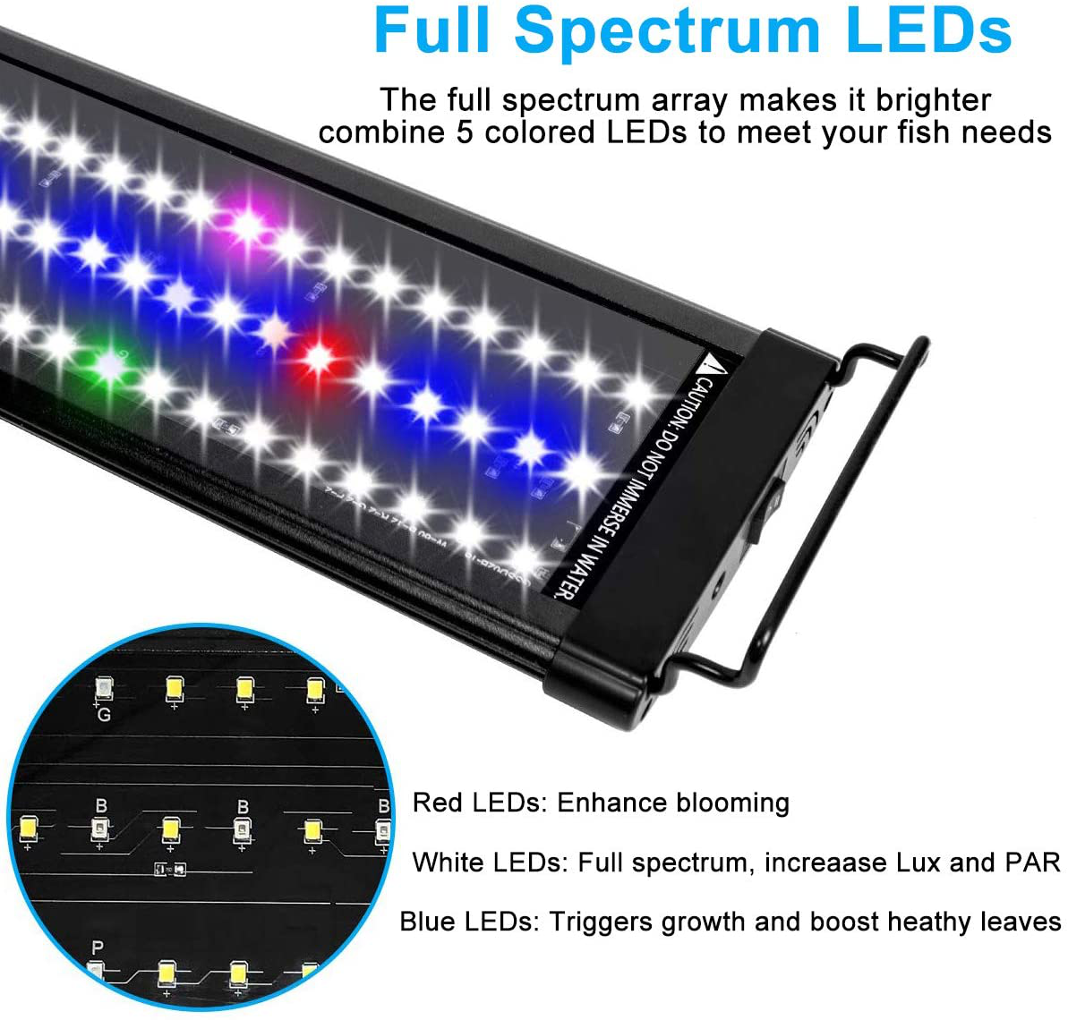 Mingdak Full Spectrum LED Aquarium Light,Fish Tank Light with Aluminum Housing Extendable Brackets,White Blue Red Green Leds for Freshwater Plants,48 to 54-Inch,6500K Animals & Pet Supplies > Pet Supplies > Fish Supplies > Aquarium Lighting MingDak   