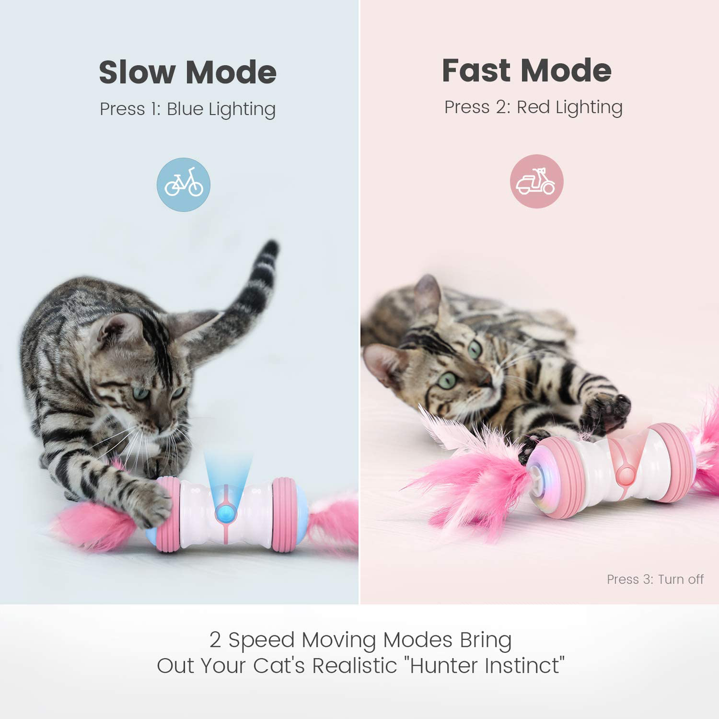 IOKHEIRA Automatic Cat Toy, Robotic Cat Feather Toys, Two Speed Self-Rotating Interactive Cat Toy, Rechargeable& Colorful Electric Cat Toy Animals & Pet Supplies > Pet Supplies > Cat Supplies > Cat Toys IOKHEIRA   