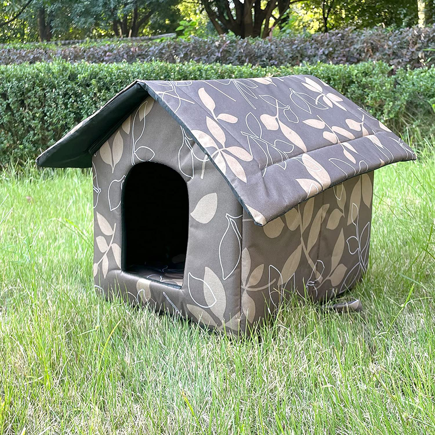 KUDES Cat House with Removable Cushion, Four Season Pet Nest Kitty Shelter with Waterproof Canvas Roof, Washable and Foldable Feral Cat Kennel Cave House Small Dog Tent Cabin for Indoor Outdoor Animals & Pet Supplies > Pet Supplies > Dog Supplies > Dog Houses KUDES   