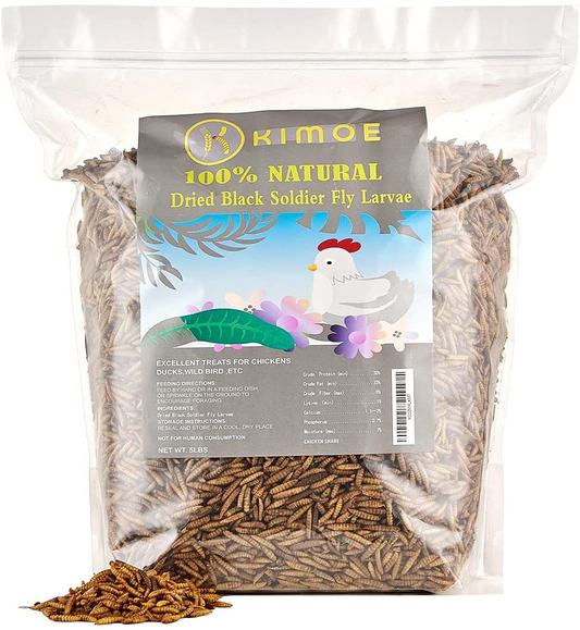 KIMOE Non-Gmo Fly Larvae 5Lbs for Wild Bird,Chicken More Calcium than Dried Mealworms Animals & Pet Supplies > Pet Supplies > Bird Supplies > Bird Treats kimoe   