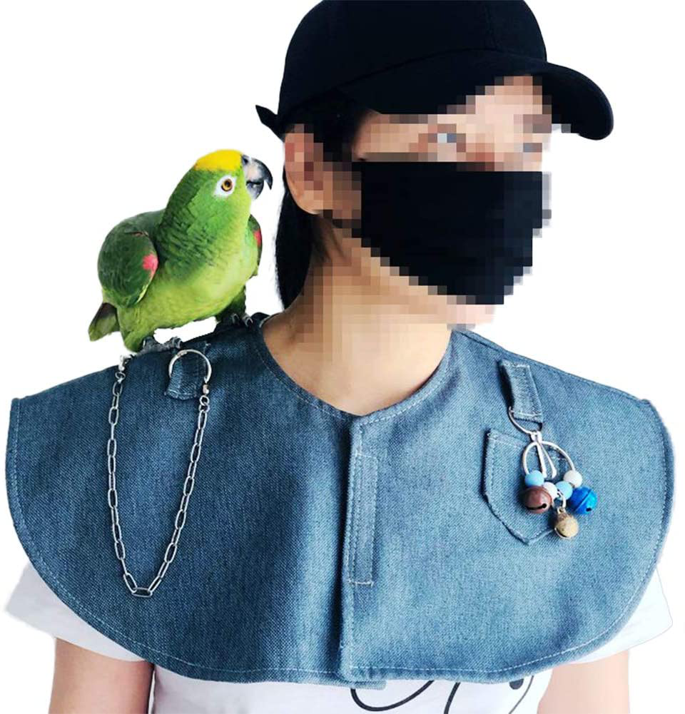 Parrot Anti-Scratch Shoulder Protector Hang Bird Anklet&Toys, Multi-Functional Pet Shoulder Pad Diaper Shawl for Small Medium Parakeets Cockatiels, Sun Conures, Macaws Love Birds, Finches Lovebird Animals & Pet Supplies > Pet Supplies > Bird Supplies > Bird Toys QBLEEV   