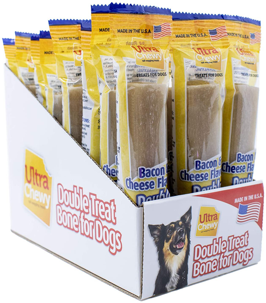 Ultra Chewy Naturals Dog Treats Bone Made in USA Highly Digestible Irresistible Flavors Special Box with Individual Packages Animals & Pet Supplies > Pet Supplies > Dog Supplies > Dog Treats Ultra Chewy Bacon and Cheese 24 