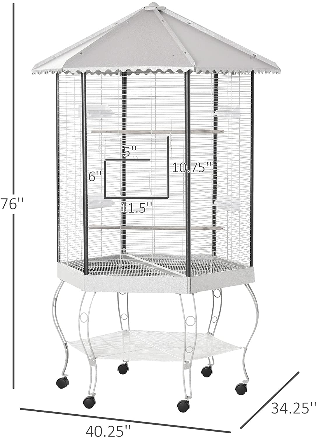 Pawhut 44" Hexagon Covered Canopy Portable Aviary Flight Bird Cage with Storage Animals & Pet Supplies > Pet Supplies > Bird Supplies > Bird Cages & Stands PawHut   