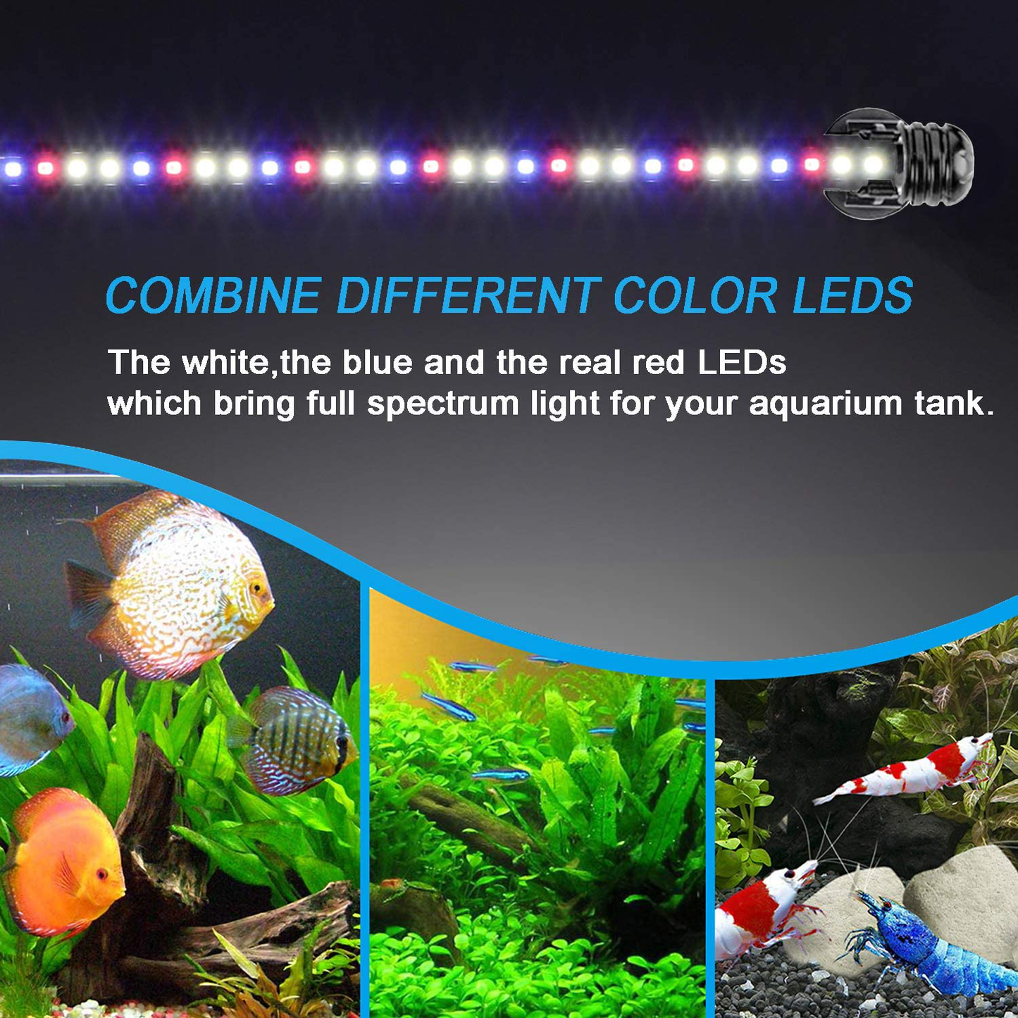 Mingdak 24/7 Submersible Aquarium Light for Fish Tank,Auto Turn On/Off Day/Night Cycle,3 Stage Timer for Timing,3 Lighting Mode,True 660Nm RED Leds,Brightness Adjust,39 Leds 15 Inch