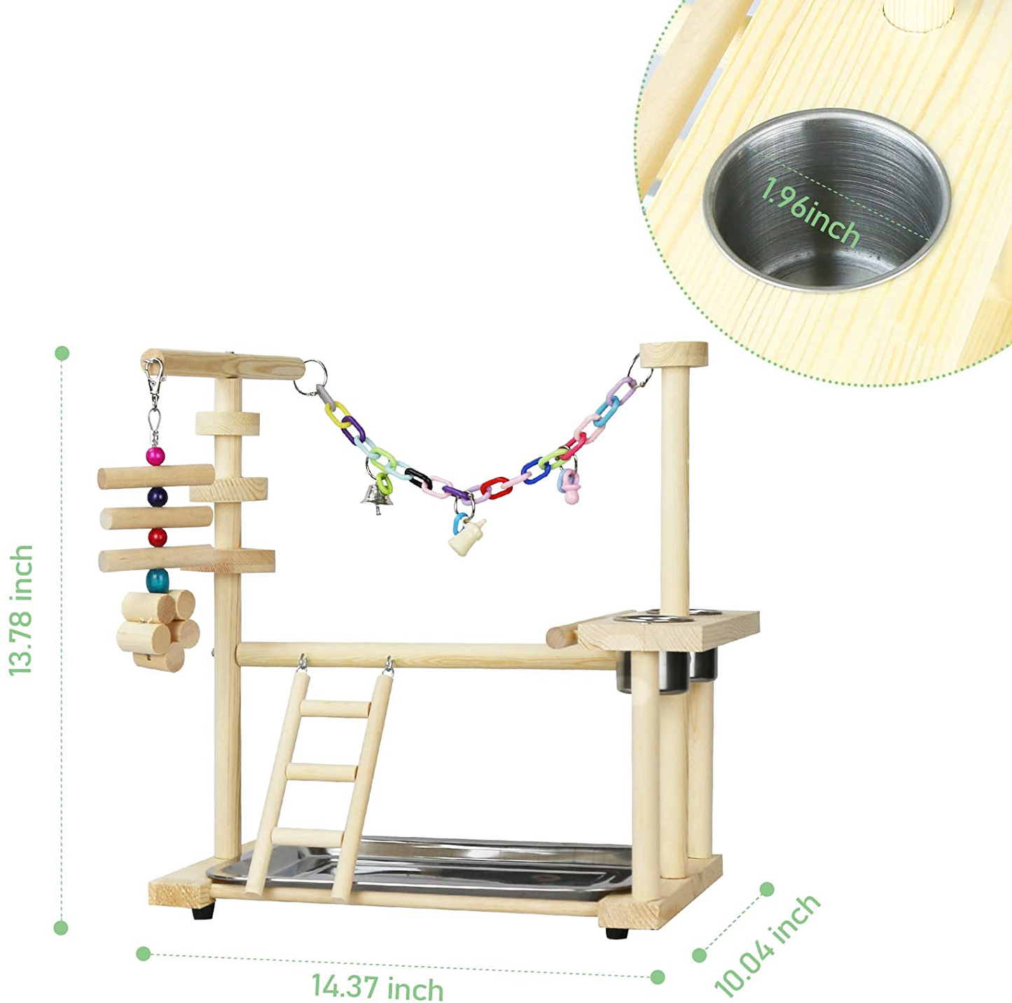 Lzttyee Bird Parakeet Playground Natural Wood Medium Bird Gym Stand Pet Parrot Perch Stand for Parrots Conure Lovebirds Animals & Pet Supplies > Pet Supplies > Bird Supplies > Bird Gyms & Playstands Lzttyee   