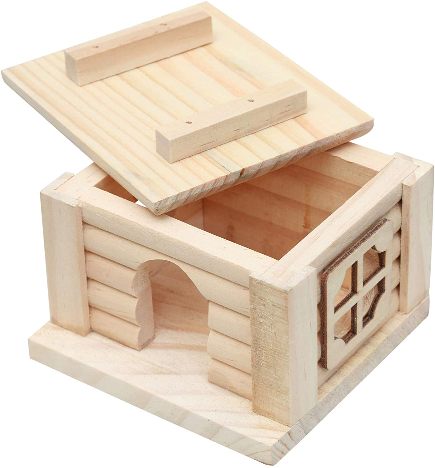 Billie Herrera Hamster Hideout Wooden Syrian Hamster House Hut Small Animal Habitat Decor Mini Hideaway Cage Animals & Pet Supplies > Pet Supplies > Small Animal Supplies > Small Animal Habitats & Cages Billie Herrera   