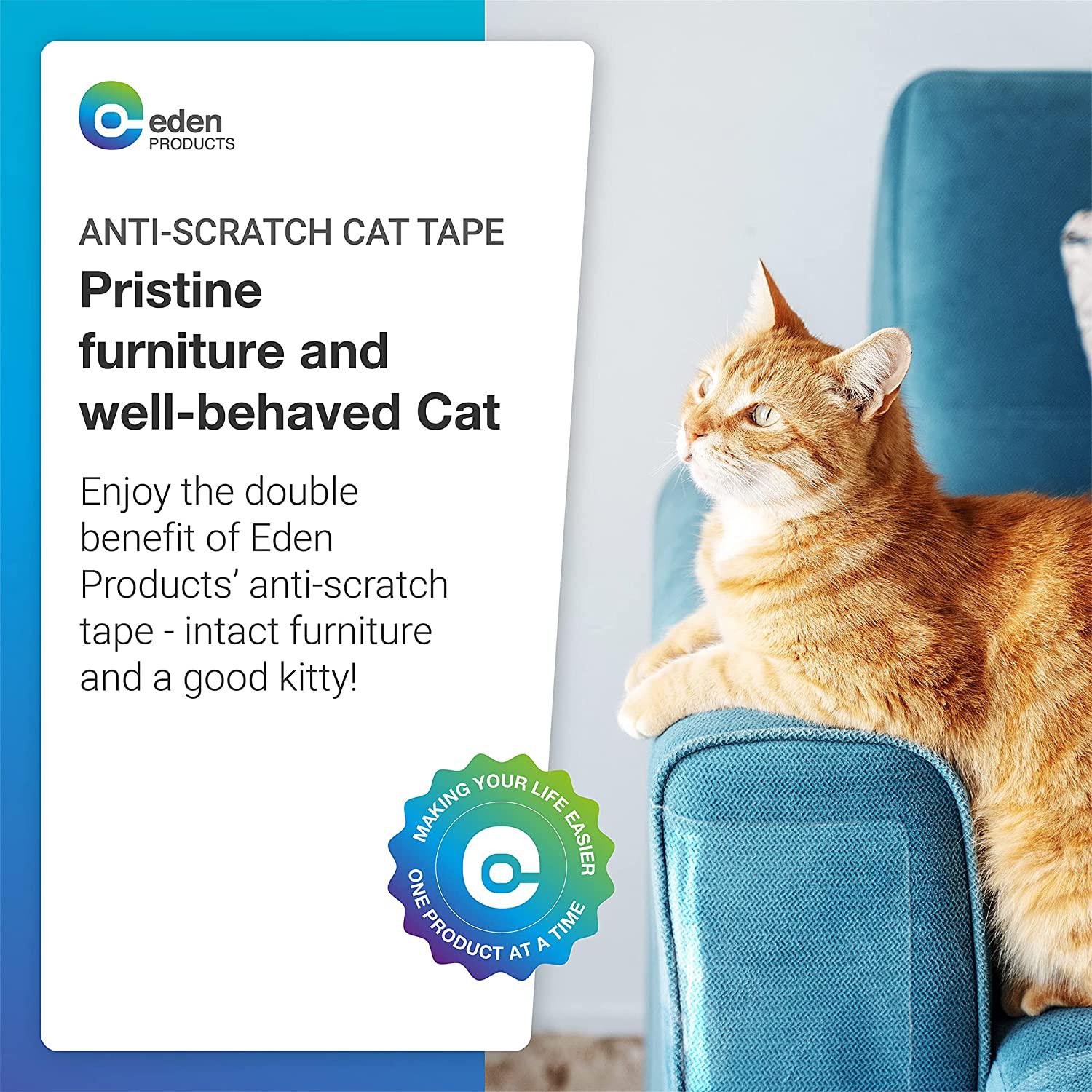 EDP Cat Scratch Training Deterrent Tape, Clear Double Sided 10XL 17X12'' Sheets. Cat Furniture Protector, Cat Couch Protector, Cat Sticky Paws Tape for Furniture, Cat Anti-Scratch Pad for Sofa Corners Animals & Pet Supplies > Pet Supplies > Cat Supplies > Cat Furniture EdenProducts   