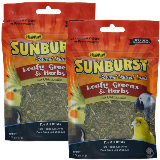 Higgins Sunburst Leafy Greens & Herbs Gourmet Treats for All Birds (2 Pack) Animals & Pet Supplies > Pet Supplies > Bird Supplies > Bird Treats Higgins   