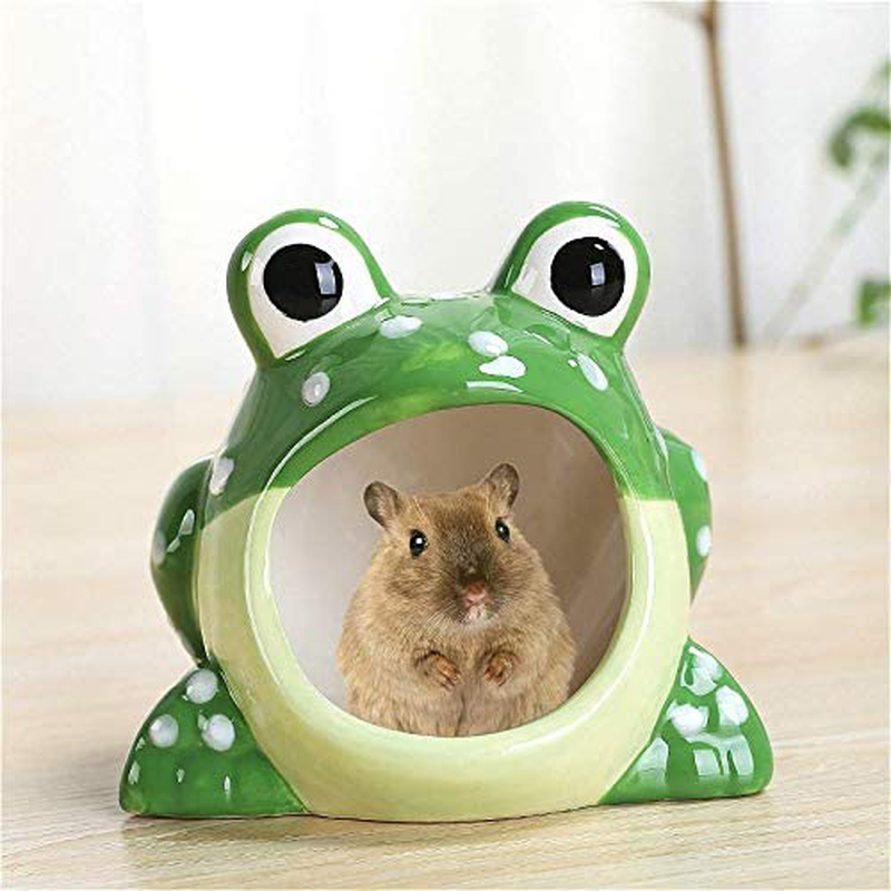 Gutongyuan Small Animal Ceramic Critter Bath, Ideal for Dwarf Hamsters and Gerbils, Pet Hideout Hut Cave