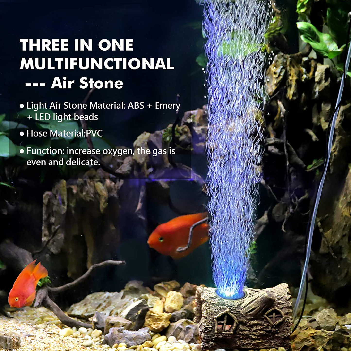 Hygger Aquarium Air Stone, Fish Tank Bubble Decoration Hideout Cave with 3 Color Light Animals & Pet Supplies > Pet Supplies > Fish Supplies > Aquarium Decor hygger   