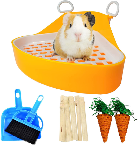 Hamiledyi Small Animals Triangle Toilet, Guinea Pig Litter Box Plastic Bolt Lock Trainer Corner Pee Tray Toilet for Hamster Gerbil Bunny Ferret Chinchilla Hedgehog Animals & Pet Supplies > Pet Supplies > Small Animal Supplies > Small Animal Bedding Hamiledyi   