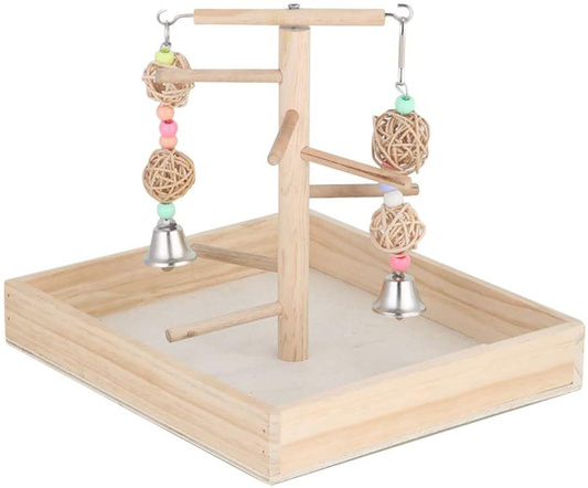 DAYOLY Parrots Playstand Bird Playground Wooden Perches Bird Claw Play Stand Gym Playpen Ladder for Parakeet Cockatoo Cockatiel Canaries Cage Accessories Training Toy