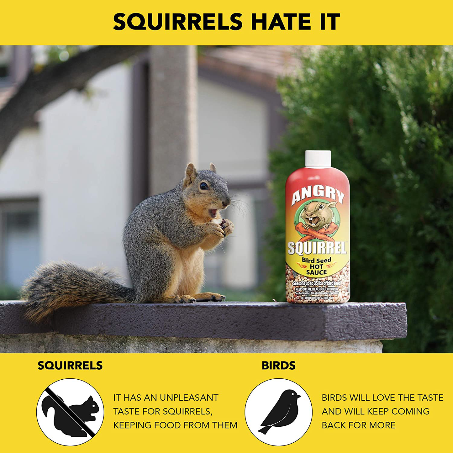 Angry Squirrel Bird Seed Hot Sauce, 8Oz, for up to 35 Pounds of Bird Seed, 2-Pack Animals & Pet Supplies > Pet Supplies > Bird Supplies > Bird Food Harris   