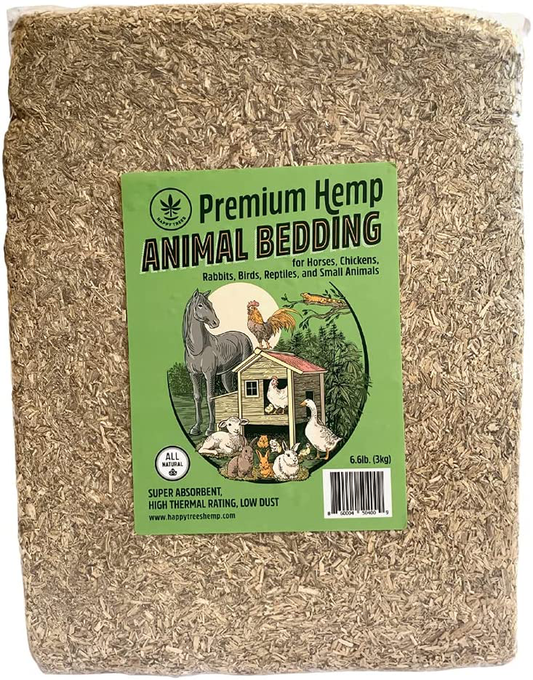 Happy Trees Premium Hemp Animal Bedding for Chicken Coop, Horses, Rabbits, Hamsters, Reptiles, Small Pets - Highly Absorbent, All Natural, Chemical-Free, Low Dust, Eco-Friendly, Animals & Pet Supplies > Pet Supplies > Small Animal Supplies > Small Animal Bedding Happy Trees Hemp 6.6lb  