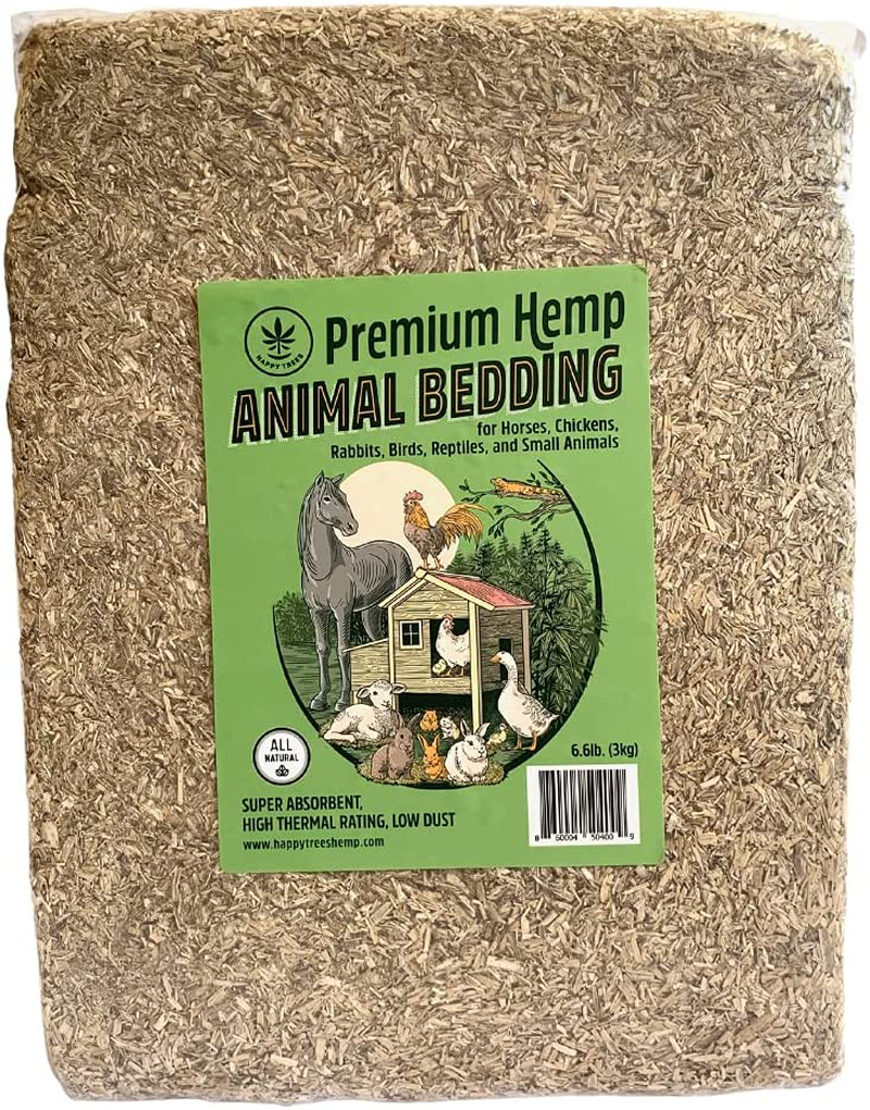 Happy Trees Premium Hemp Animal Bedding for Chicken Coop, Horses, Rabbits, Hamsters, Reptiles, Small Pets - Highly Absorbent, All Natural, Chemical-Free, Low Dust, Eco-Friendly,
