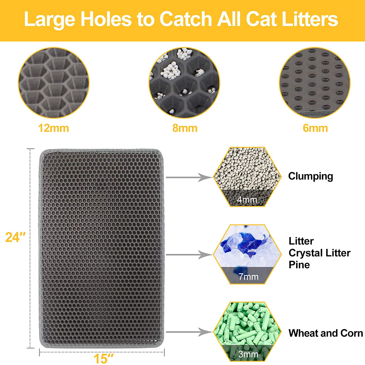 Letoo Cat Litter Mat Trapping for Litter Box, No-Toxic & Super Size, Urine & Waterproof, Honeycomb Double Layer anti Tracking Kitty Mats, No Phthalate, Washable Easy Clean Animals & Pet Supplies > Pet Supplies > Cat Supplies > Cat Litter Box Mats LeToo   