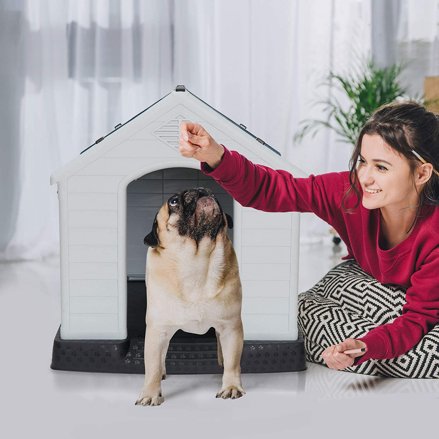Pet Republic Dog House Medium Small Waterproof Ventilate Pet House Plastic Puppy Shed Outdoor & Indoor
