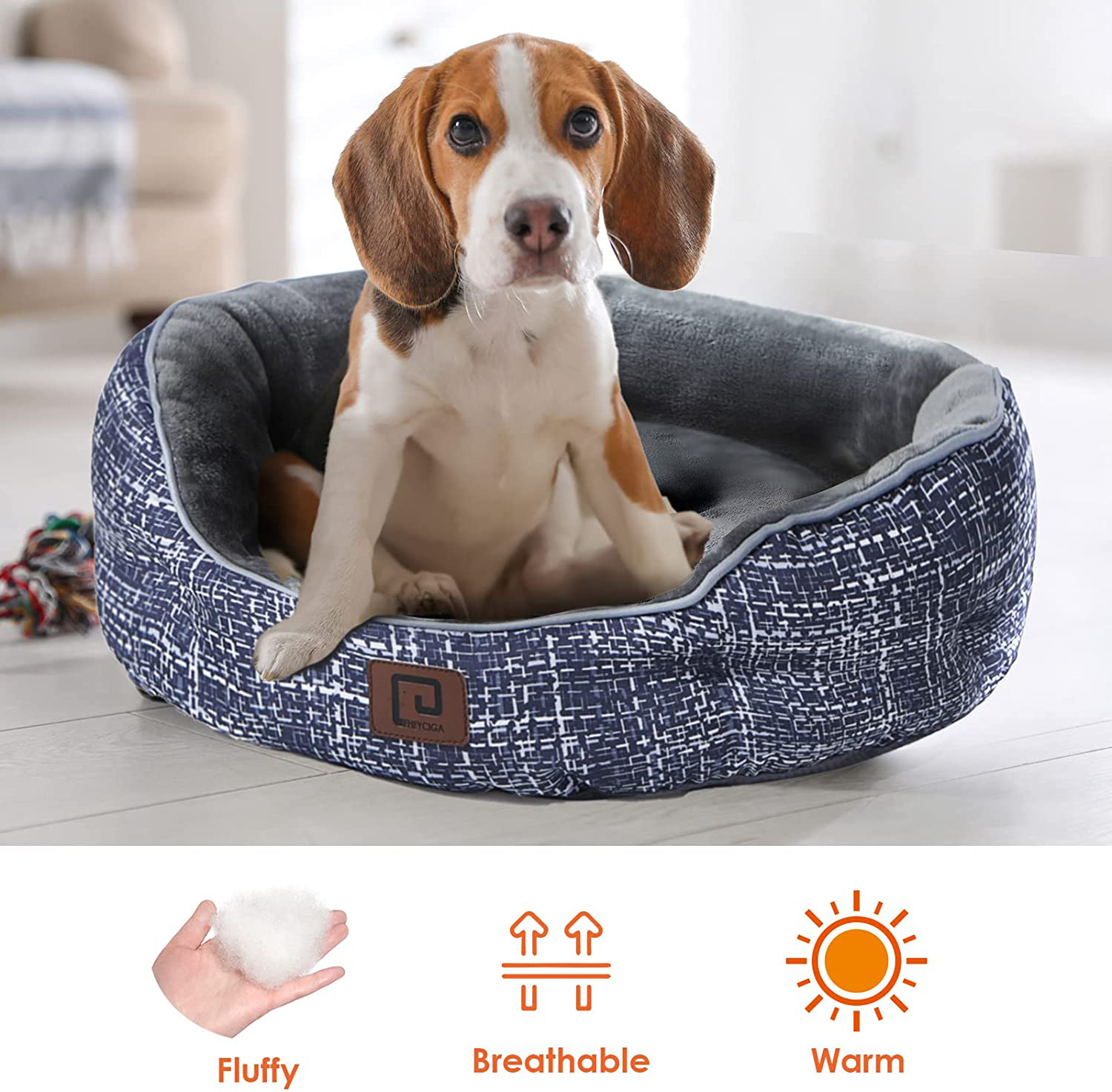 EHEYCIGA Dog Beds for Indoor Small Dogs or Cats 20 Inches round Flannel Fbric with Anti-Slip Oxford Bottom, Machine Washable Dog Bed for All Seasons