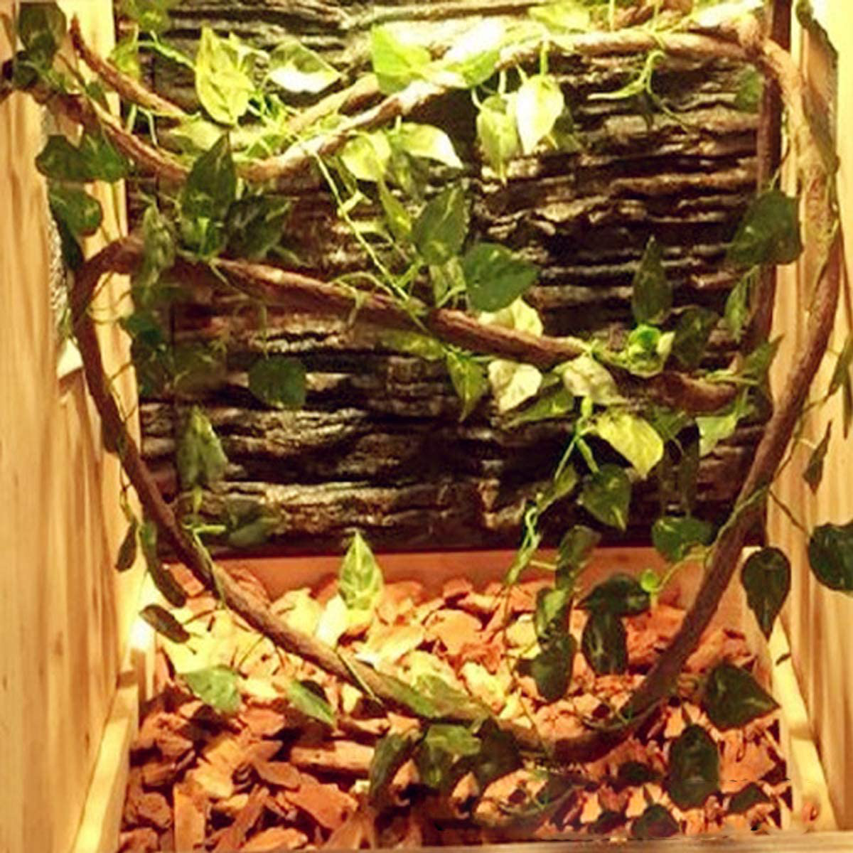 PINVNBY Bearded Dragon Hammock Jungle Climber Vines Flexible Reptile Leaves with Suction Cups Habitat Decor for Climbing, Chameleon, Lizards, Gecko, Snakes Animals & Pet Supplies > Pet Supplies > Reptile & Amphibian Supplies > Reptile & Amphibian Substrates PIVBY   